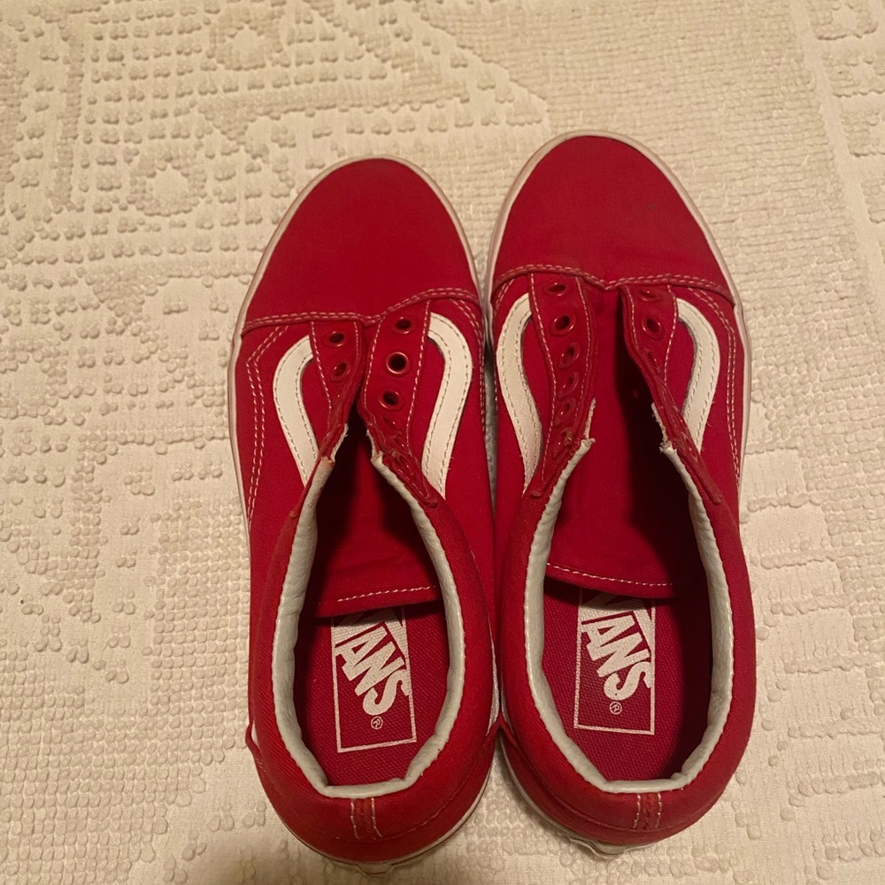 Vans Red Canvas Sneakers with White Accents-Size 7.5